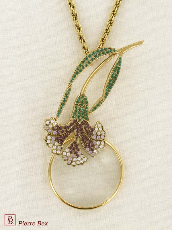 Pierre-Bex Art-Deco magnifying glass necklace clove pink 45053-D2