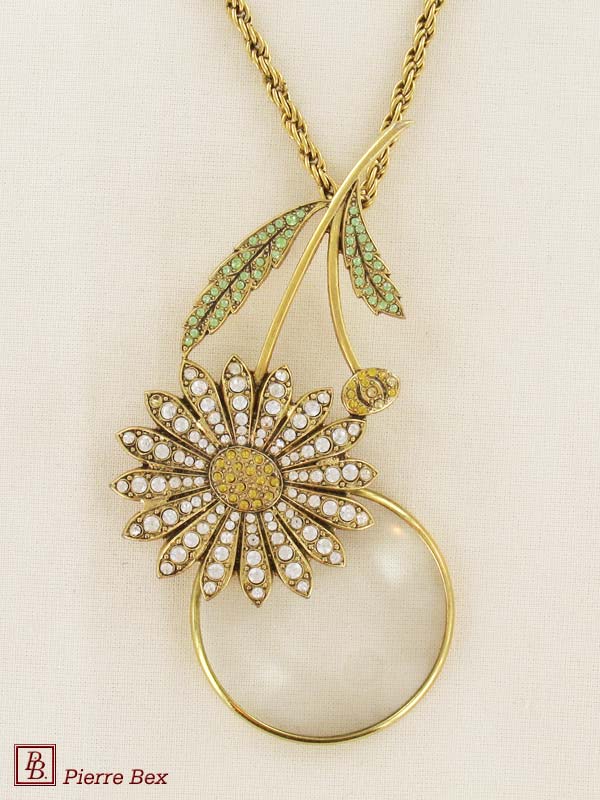 Pierre-Bex Art-Deco magnifying glass necklace daisy 45053-D3