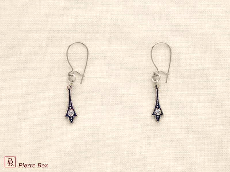 Pierre-Bex Art-Deco earrings with rhinestones 45215-07
