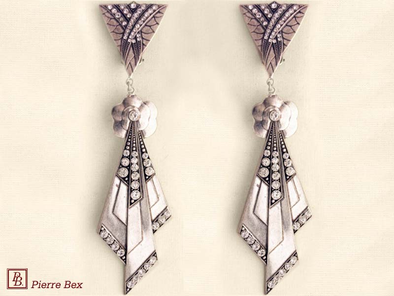 Pierre-Bex Art-Deco large earclips with rhinestones 45255-04