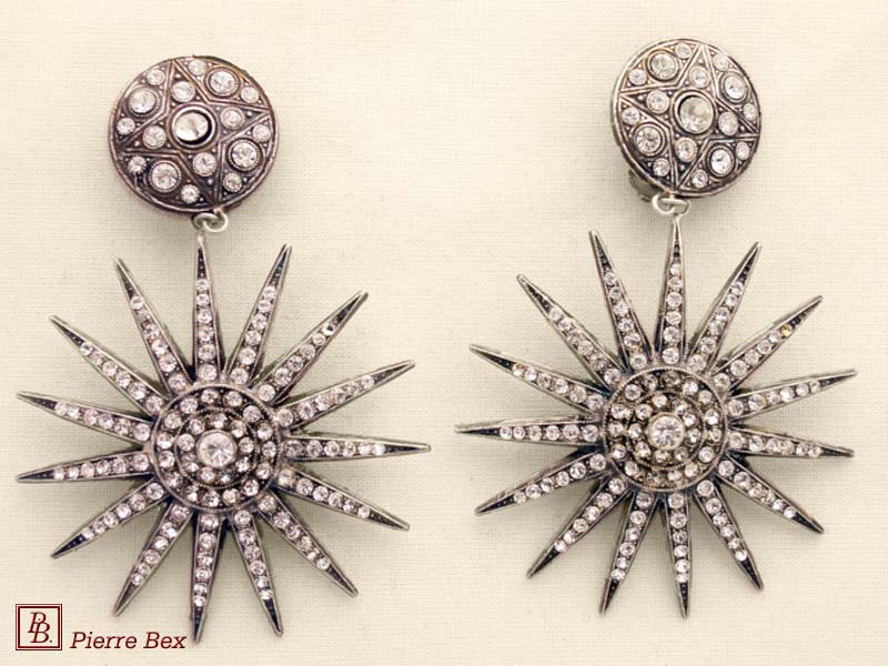 Pierre-Bex Art-Deco large earclips with rhinestones 45255-08