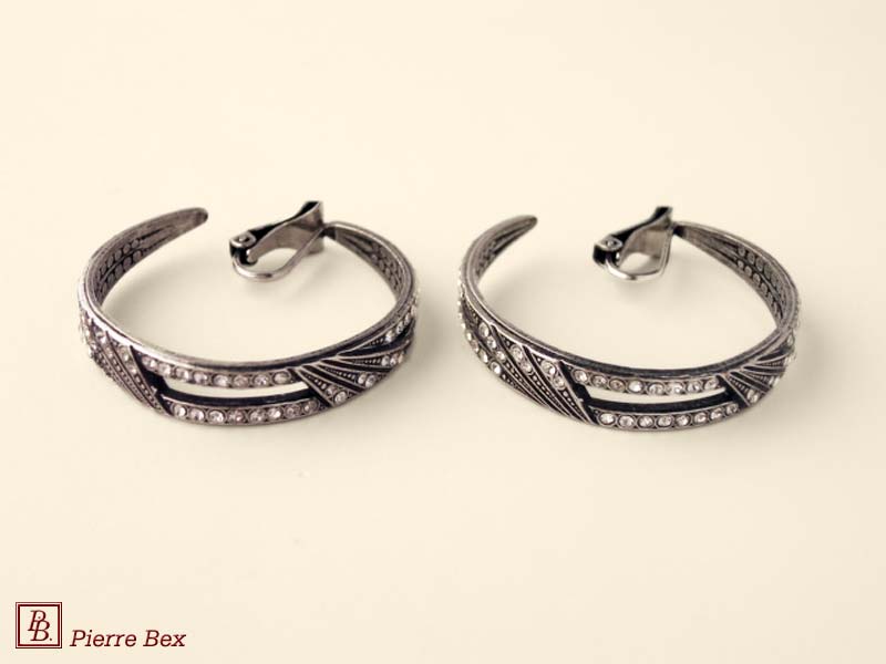 Pierre-Bex Art-Deco creoles earclips rhinestones 45295-01