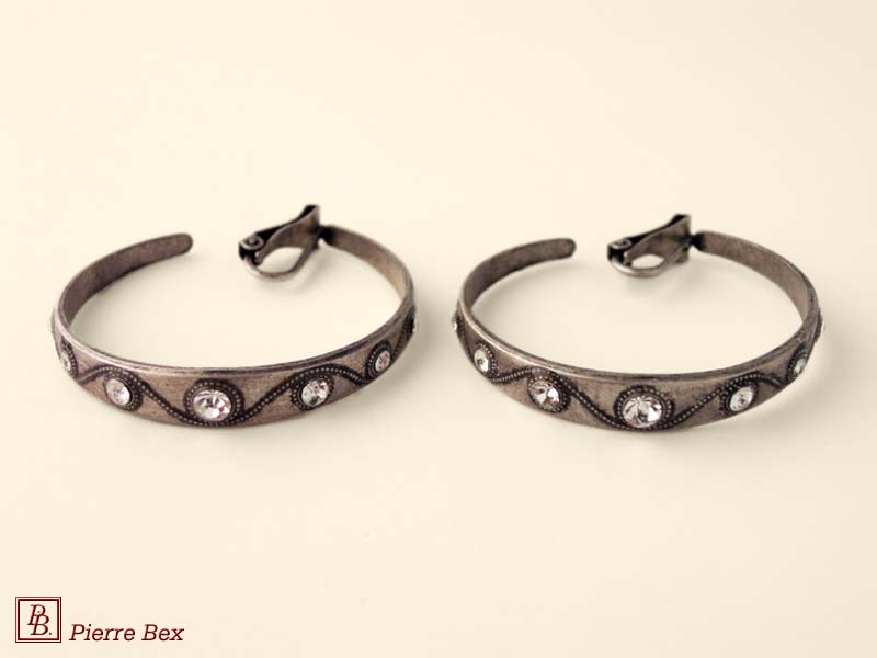 Pierre-Bex Art-Deco creoles earclips rhinestones 45295-03