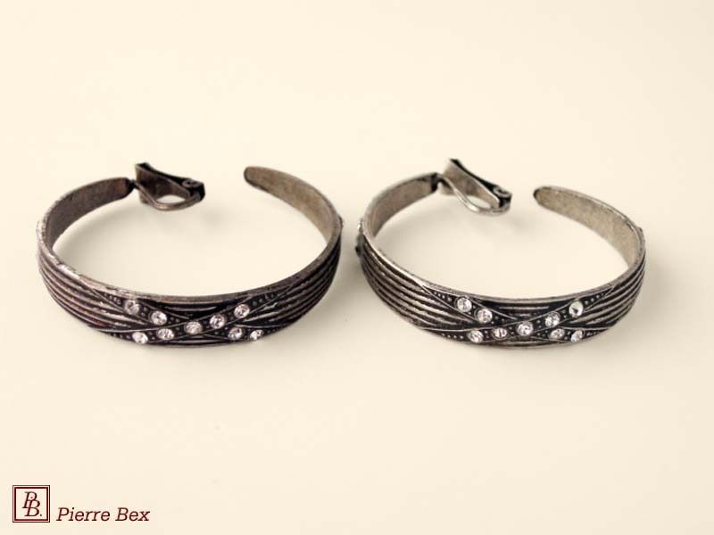 Pierre-Bex Art-Deco creoles earclips rhinestones 45295-04