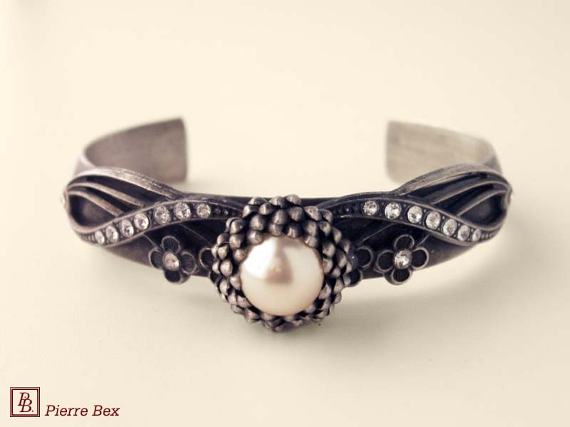 Pierre-Bex Art-Deco bracelet with rhinestones and pearl 46722-04